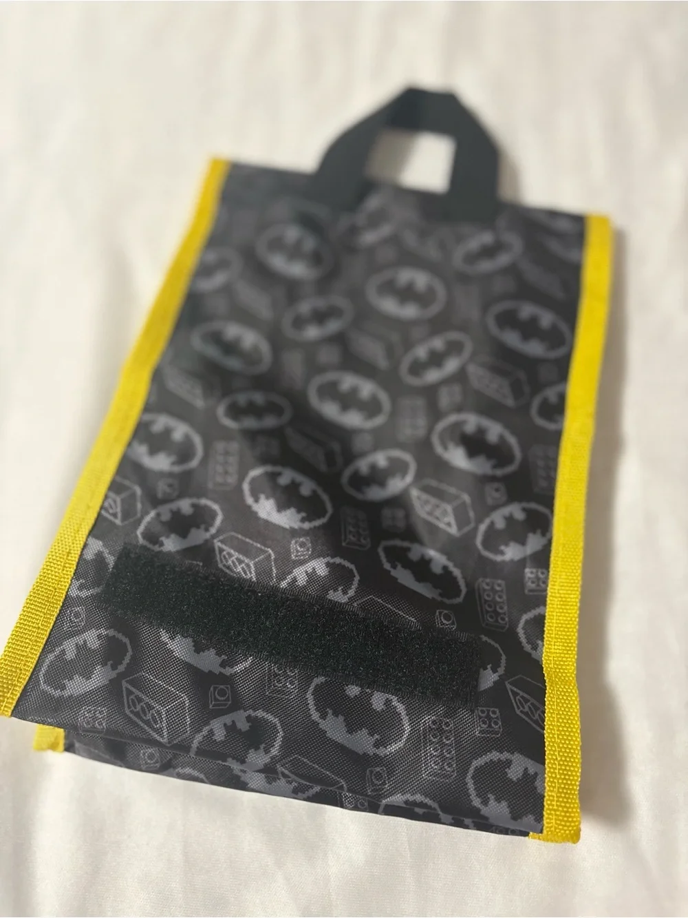 Lego Black and Yellow Batman-Patterned Kids Lunch Bag